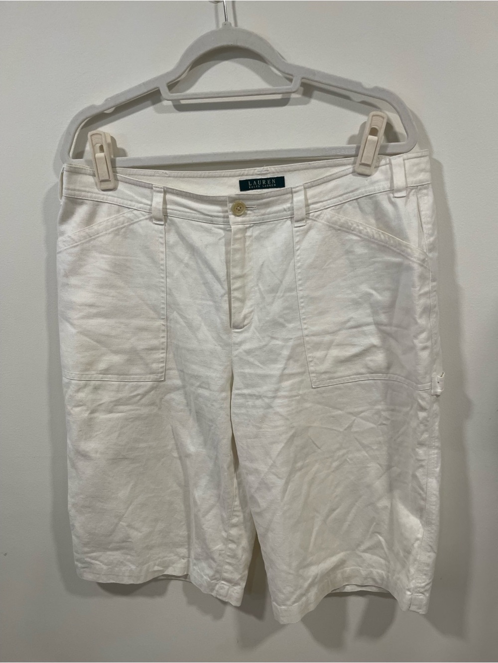 Lauren Ralph Lauren Cream Linen-Cotton Shorts